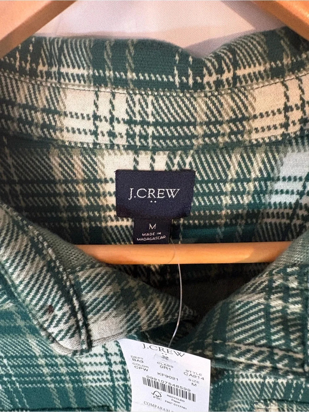 J.Crew Men's Medium Double-Knit Green Plaid Work Shirt Jacket NWT CA914 Shacket